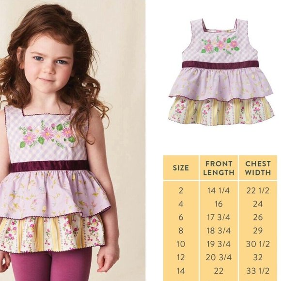 Matilda Jane Enchanted Garden Prudence Gingham Tunic Top Size 8 New - Picture 2 of 7